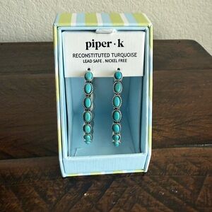 NWT Piper K Turquoise Hoop Earrings 2”